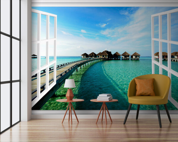 Wall murals Bridge leading to a beach Wall murals Bridge leading to a beach