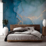 Wall murals Abstract blue and metallic pattern.