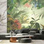 Wall murals Lush jungle teeming with wildlife.