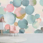 Wall murals Pastel watercolor circles blend seamlessly.