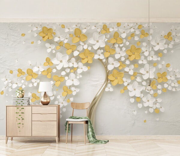 Wall murals Blossoming tree with delicate flowers Wall murals Blossoming tree with delicate flowers