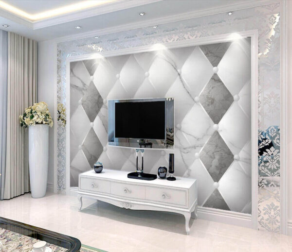 Wall murals White and grey diamond pattern Wall murals White and grey diamond pattern