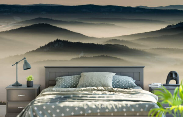 Wall murals Landscape of mountains with fog Wall murals Landscape of mountains with fog