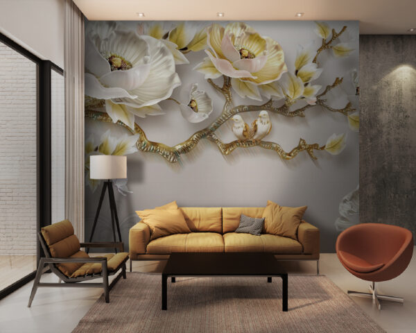 Wall murals Wallpaper with flowers and birds Wall murals Wallpaper with flowers and birds