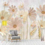 Wall murals Delicate flowers on pastel backdrop.