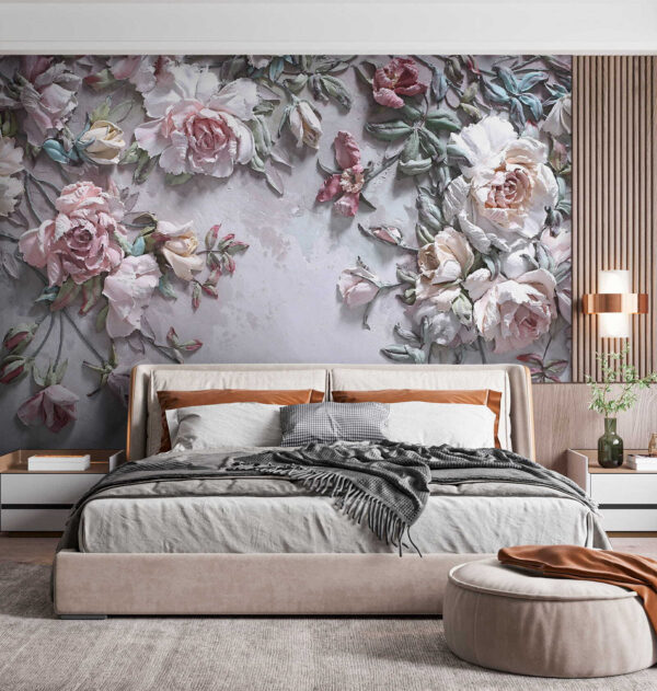 Delicate blossoms on textured background Wall mural Delicate blossoms on textured background