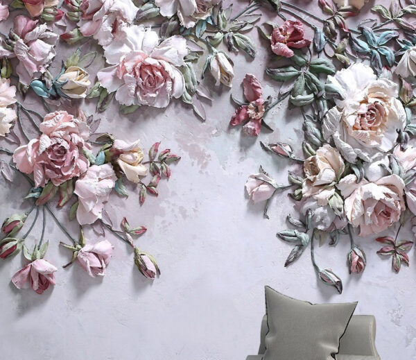 Delicate blossoms on textured background Wall murals Delicate blossoms on textured background