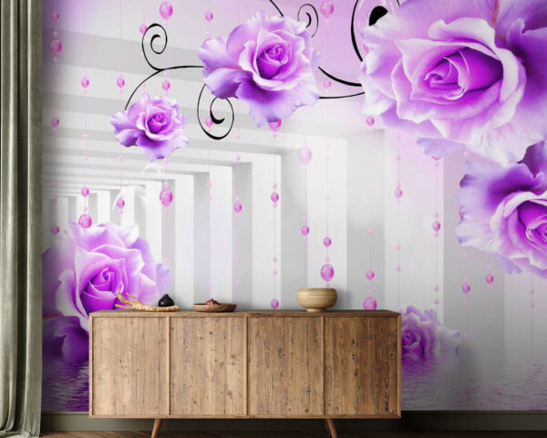 Wall murals Purple roses from a ceiling Wall murals Purple roses from a ceiling