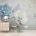 Wall murals Elegant pastel blooms on textured background.