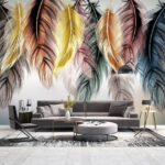 Wall murals Feathers in vibrant, stunning hues.
