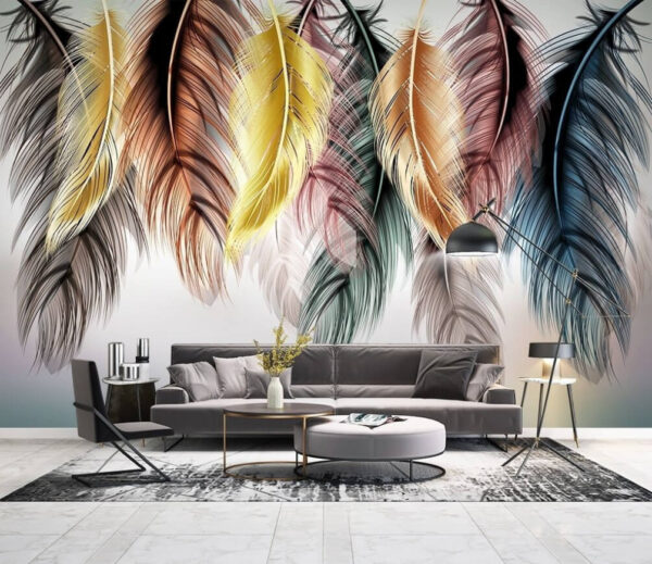 Feathers in vibrant, stunning hues Wall murals Feathers in vibrant, stunning hues