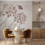 Wall murals Butterflies dance among delicate flowers.