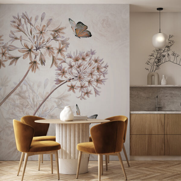 Wall murals Butterflies dance among delicate flowers