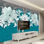 Wall murals Blue and white floral design