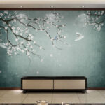 Wall murals Birds and blossoms in serene harmony.