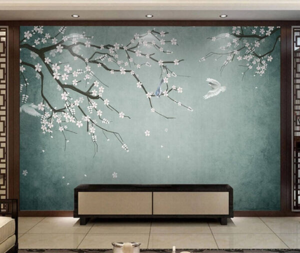 Birds and blossoms in serene harmony Wall murals Birds and blossoms in serene harmony