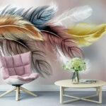 Wall murals Vivid feathers in pastel hues.