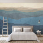 Wall murals Landscape of hills with lines