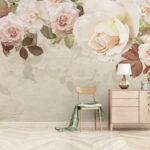 Wall murals Elegant roses on textured background.