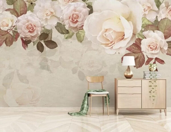 Elegant roses on textured background Wall murals Elegant roses on textured background