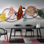 Wall murals Group of leaves and waves