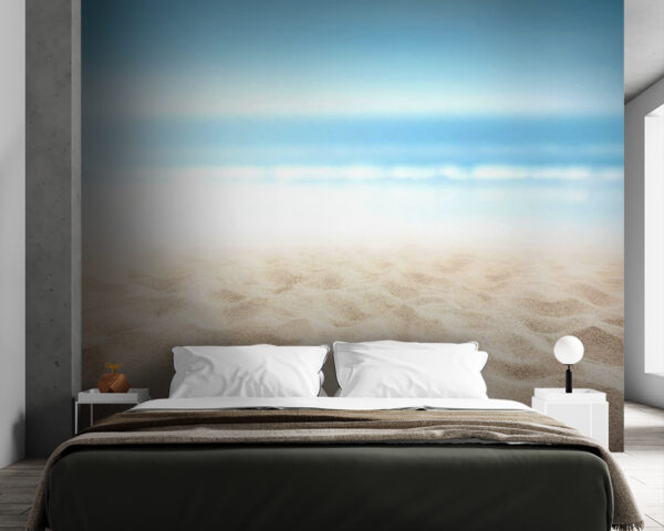 Sandy beach under clear blue sky Wall murals Sandy beach under clear blue sky