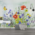Wall murals Vibrant blossoms and fluttering butterflies.