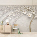Wall murals Elegant floral design on textured background.