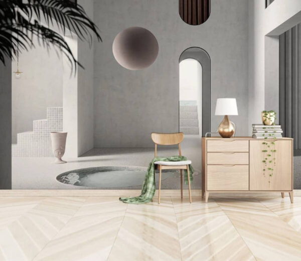 Wall murals Room with a pool and a chair Wall murals Room with a pool and a chair