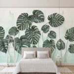 Wall murals Group of leaves on a white background