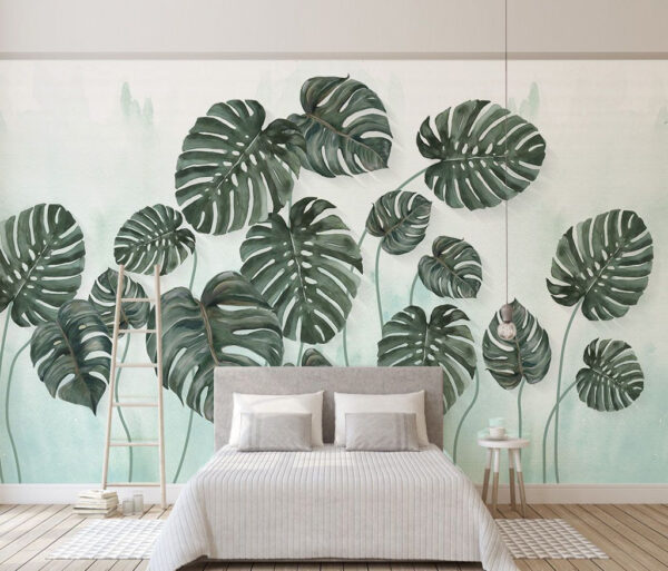 Wall murals Group of leaves on a white background Wall murals Group of leaves on a white background