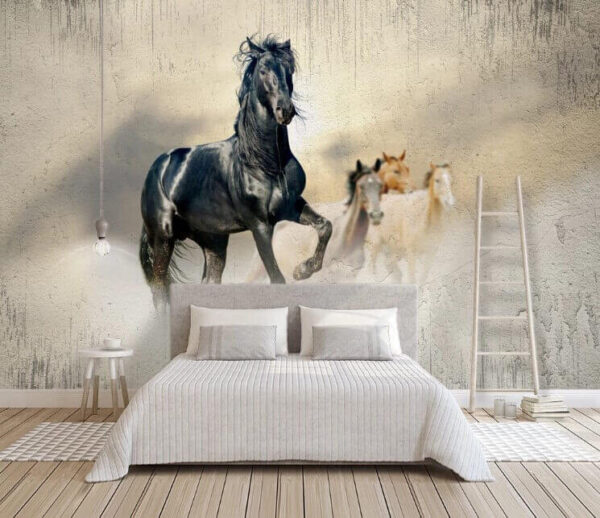 Black horse with long mane Wall murals Black horse with long mane