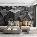Wall murals Pile of grey cubes