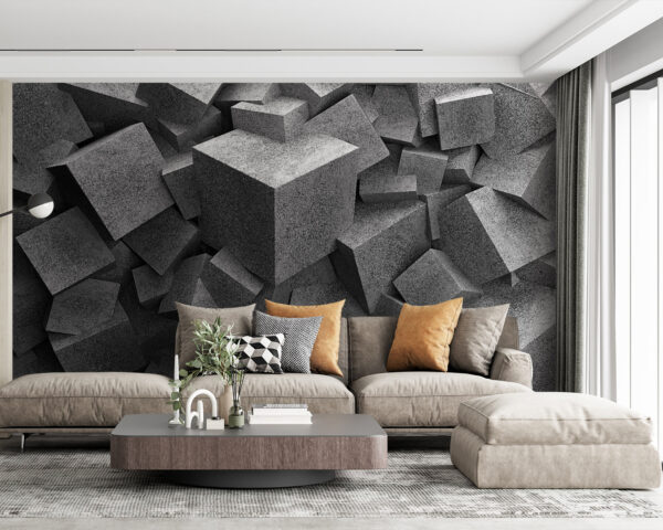 Wall murals Pile of grey cubes Wall murals Pile of grey cubes