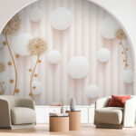 Wall murals White circles and dandelions