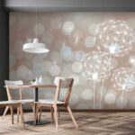 Wall murals Dreamy dandelions drifting in light.