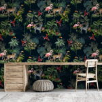 Wall murals Pattern of flamingos and zebras