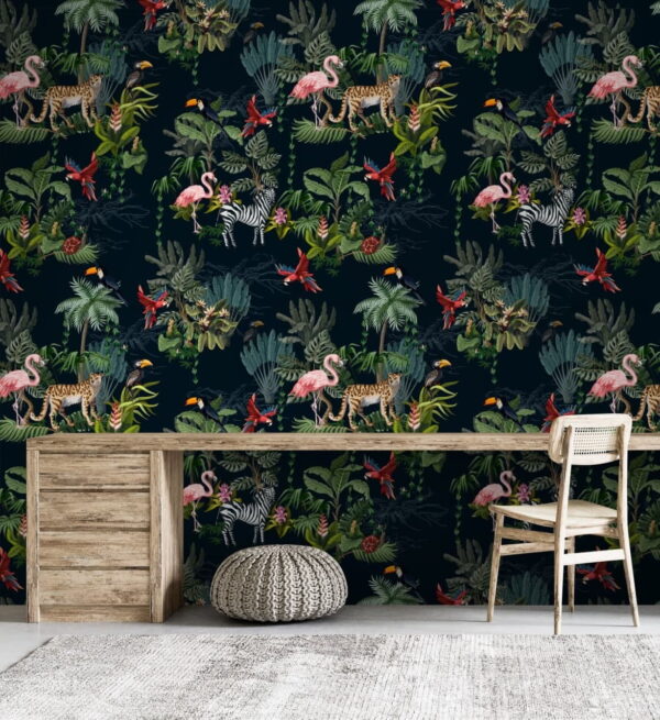 Wall murals Pattern of flamingos and zebras Wall murals Pattern of flamingos and zebras