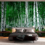 Wall murals Birch trees in a serene forest