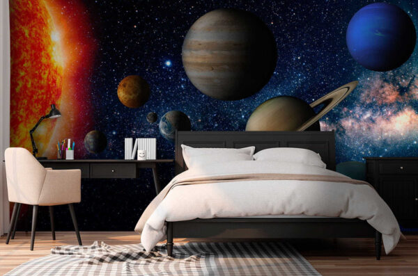 Planet in space with stars Wall murals Planet in space with stars