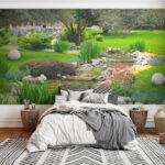 Wall murals Stream running through a park