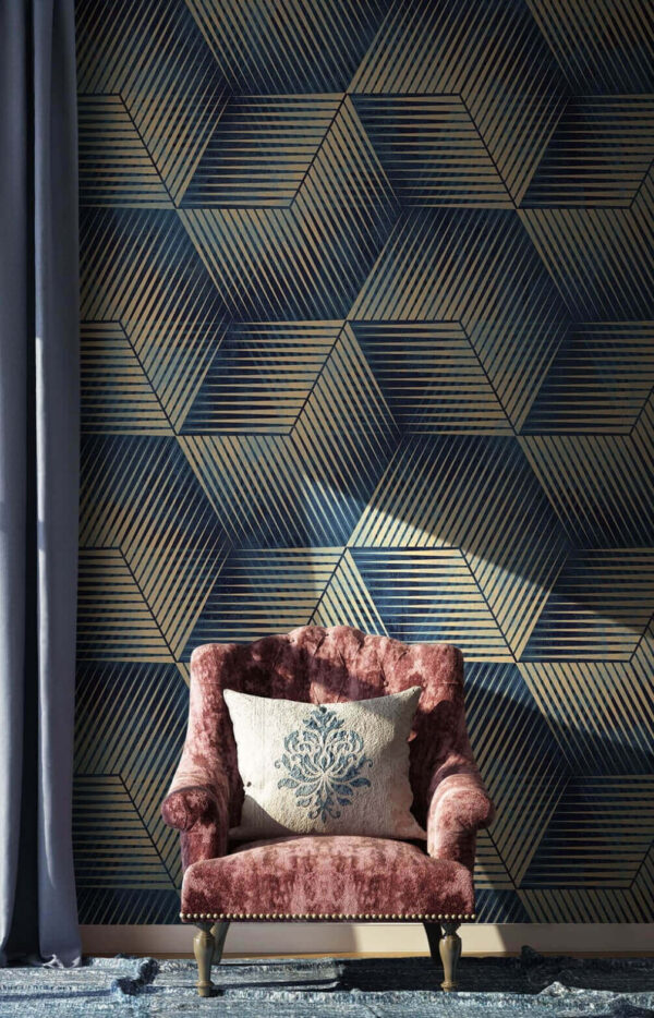 Wall murals Pattern of blue and tan cubes Wall murals Pattern of blue and tan cubes