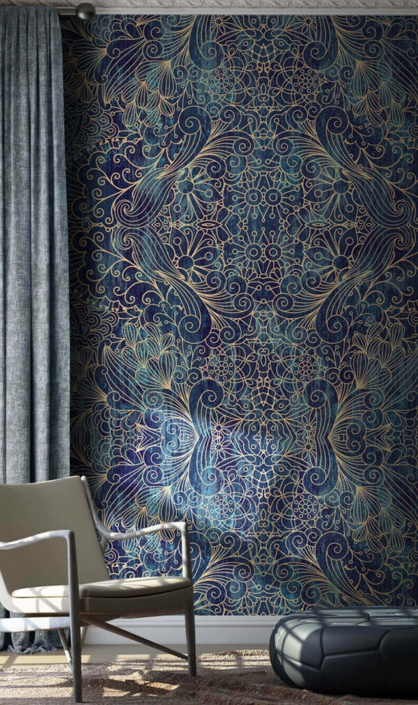Intricate blue and beige pattern Wall murals Intricate blue and beige pattern