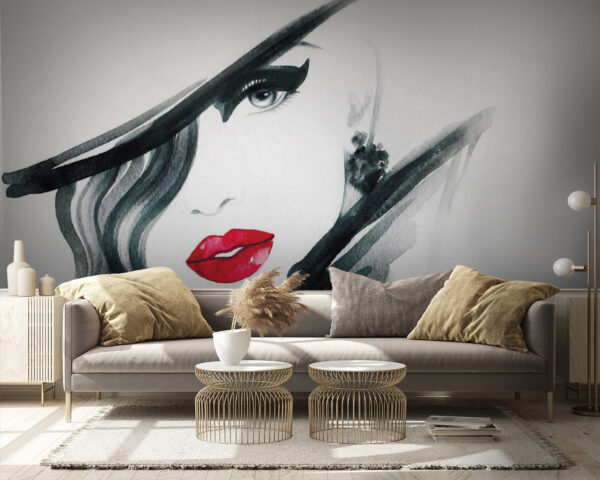 Elegant woman with bold red lips Wall murals Elegant woman with bold red lips