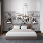 Wall murals Man and woman sitting on a bench