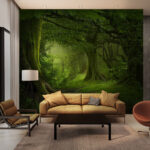 Wall murals Majestic trees in lush forest