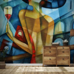 Wall murals Woman holding a glass of wine