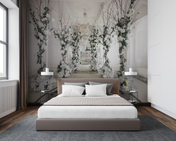 Wall murals Group of white flowers in a room Wall murals Group of white flowers in a room