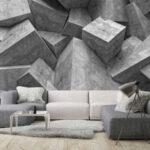 Wall murals Concrete cubes create geometric chaos.