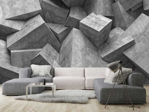 Wall murals Wall murals Concrete cubes create geometric chaos. (SKU: u56307)